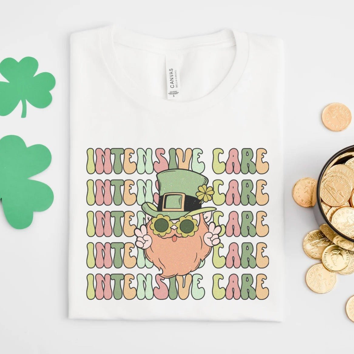 retrointensivecarestpatrickwhite Retro Intensive Care Leprechaun T-Shirt - Image 1